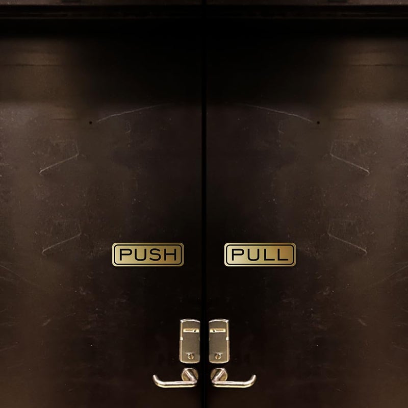 All Quality Classic Horizontal Push Pull Door Signs - Easy to Install | Durable Door Safety Signs (Brushed Silver) - Small (1 Set) - Image 3